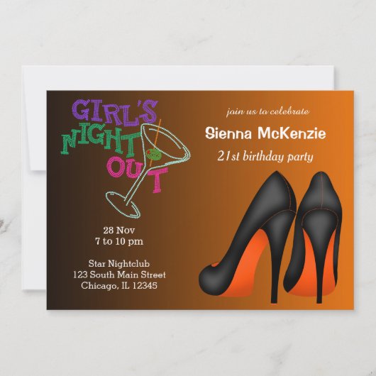 Oranje Stiletto's verjaardag Kaart (Voorkant)