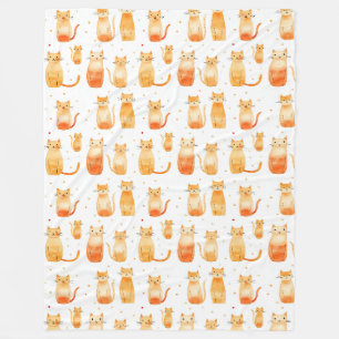 Oranje Stippen en katten Kerst Fleece Deken