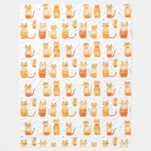 Oranje Stippen en katten Kerst Fleece Deken (Voorkant)