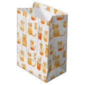Oranje Stippen en Katten Medium Gift Bag Medium Cadeauzakje (Voorkant Gekanteld)