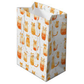 Oranje Stippen en Katten Medium Gift Bag Medium Cadeauzakje (Achterkant Gekanteld)