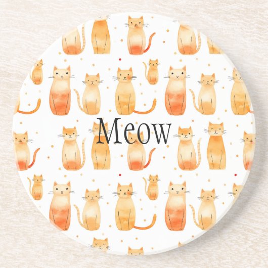 Oranje Stippen en Katten Medium Gift Bag Zandsteen Onderzetter (Voorkant)