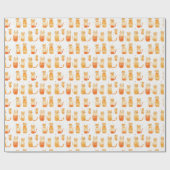 Oranje Stippen en katten verjaardag Cadeaupapier (Vlak)