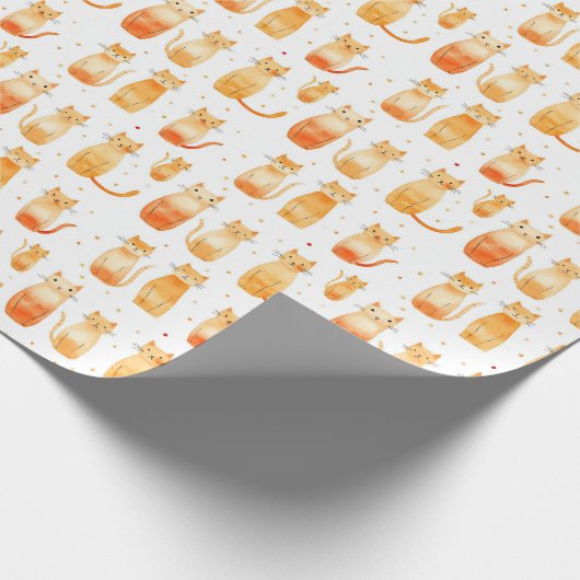 Oranje Stippen en katten verjaardag Cadeaupapier (Hoek)