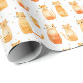 Oranje Stippen en katten verjaardag Cadeaupapier (Rol Hoek)