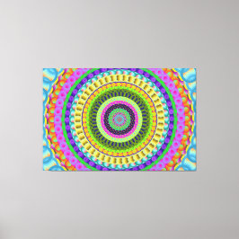 Oranje Stippen Mandala Circle Stretched Canvas Afd