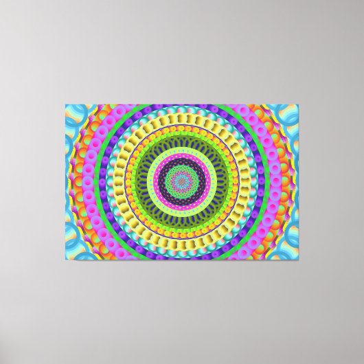 Oranje Stippen Mandala Circle Stretched Canvas Afd (Voorkant)