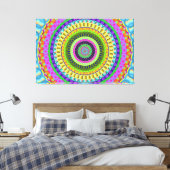 Oranje Stippen Mandala Circle Stretched Canvas Afd (Insitu (Slaapkamer))