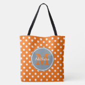 Oranje Stippen Silver Monogram & Persoonlijke naam Tote Bag (Achterkant)
