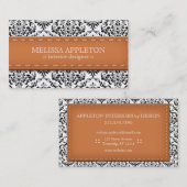 Oranje Stitched Damask Interior Designer Visitekaartje (Voorkant / Achterkant)