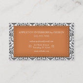 Oranje Stitched Damask Interior Designer Visitekaartje (Achterkant)