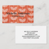 Oranje stof | Plant-doedelpatroon Visitekaartje (Voorkant / Achterkant)