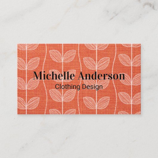 Oranje stof | Plant-doedelpatroon Visitekaartje (Voorkant)