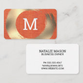 Oranje Stof Textuur | Goud Geborsteld Visitekaartje (Voorkant / Achterkant)