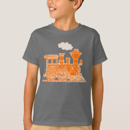 Oranje stoomlocomotief aangepaste naam kinder t-sh t-shirt