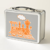 Oranje stoomlocomotief kinder naam lunchbox (Achterkant)