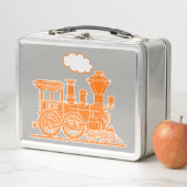 Oranje stoomlocomotief kinder naam lunchbox (In situ)