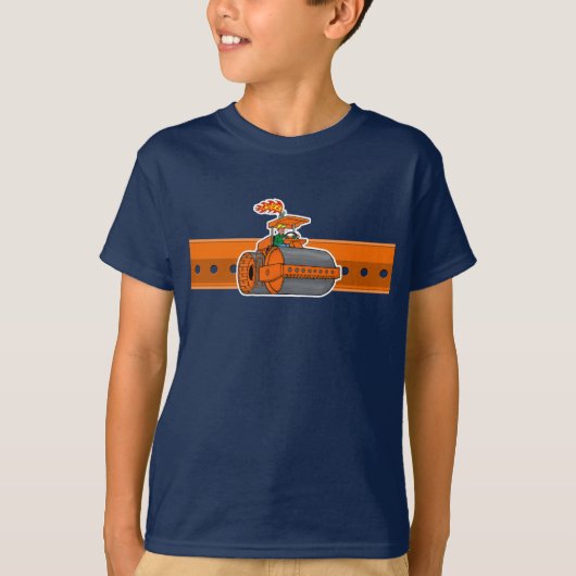 Oranje stoomroller t-shirt (Voorkant)