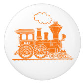 Oranje stoomtrein aangepaste kunst deurknop keramische knop (Voorkant)