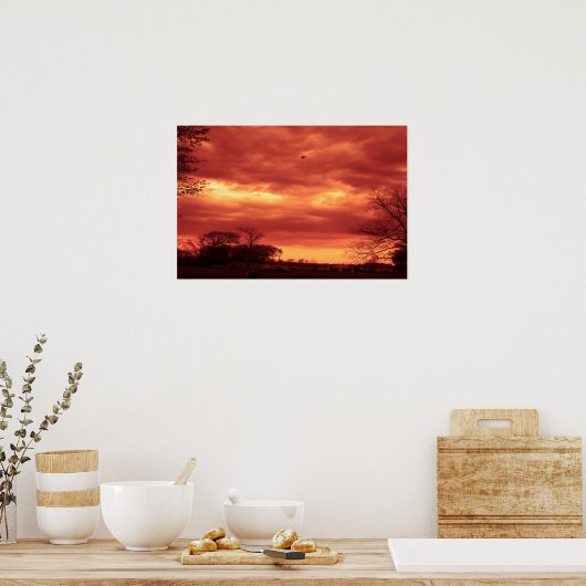 Oranje Stormy Sky Poster (Keuken)