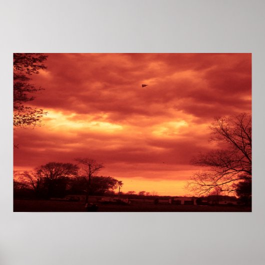 Oranje Stormy Sky Poster (Voorkant)