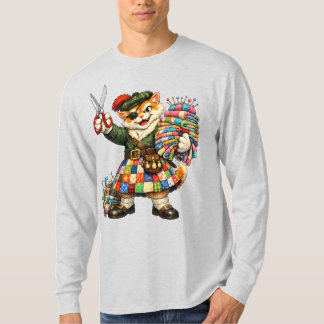 Oranje stoute katje in quilt kilt T-shirt