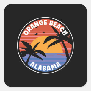 Oranje strand Alabama Sunset Paradise Vierkante Sticker