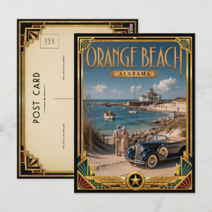 Oranje Strand Alabama Vintage Art Deco Gouden Tijd Briefkaart