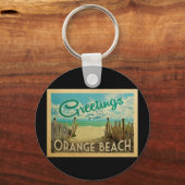 Oranje Strand Reizen in Oude Stijl Sleutelhanger (Voorkant)