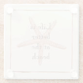 Oranje strand zeester glazen onderzetter (Achterkant)