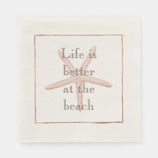 Oranje strand zeester servet (Voorkant)