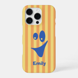 Oranje Streep Blauwe Grappige Glimlach iPhone 16 Pro Hoesje