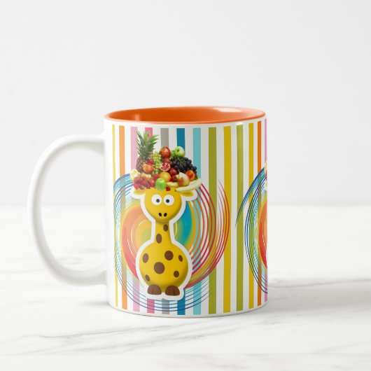 Oranje Streep Giraffe Fruit Mok (Links)