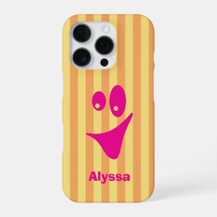 Oranje Streep Heet Roze Grappige Glimlach iPhone 16 Pro Hoesje