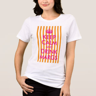 Oranje streep hete roze blijf kalm en drink Margs Tri-Blend Shirt