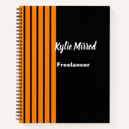 Oranje streep lijnen zwart notitieboek