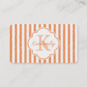 Oranje Streep Monogram Naam Design Visitekaartje (Voorkant)