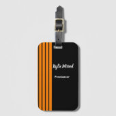 Oranje streep zwart bagagelabel (Voorkant (verticaal))