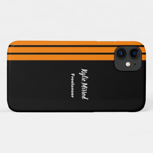 Oranje streep zwart Case-Mate iPhone case (Achterkant (horizontaal))
