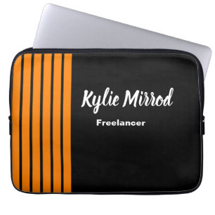 Oranje streep zwart laptop sleeve