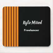 Oranje streep zwart muismat (Voorkant)