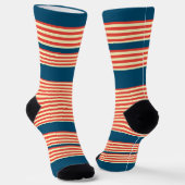 Oranje strepen Blauwgroen Sokken (Gebogen)
