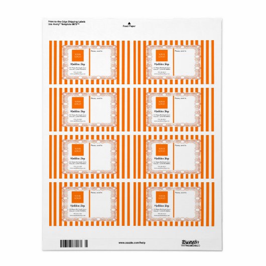 Oranje Strepen & Curly Lijst & Logo Etiket (Full Sheet)