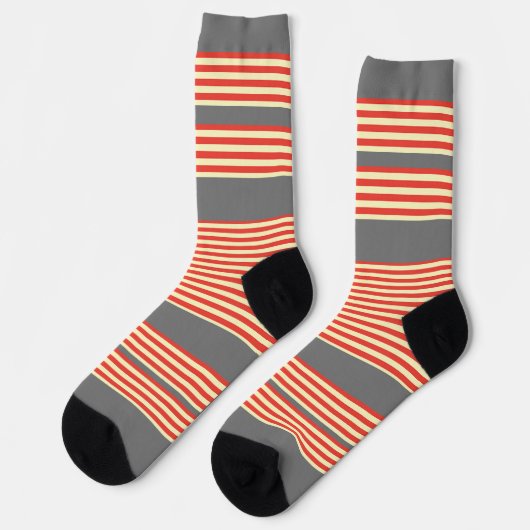 Oranje strepen grijs sokken (Links)