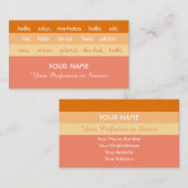 Oranje strepen hallo internationale talen visitekaartje (Voorkant / Achterkant)