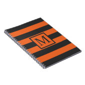 Oranje strepen Halloween Monogram | Gastenboek Notitieboek (Rechterzijde)