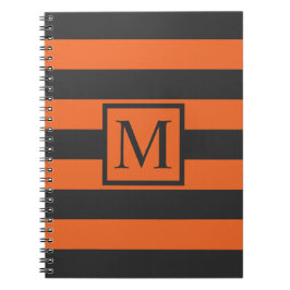 Oranje strepen Halloween Monogram | Gastenboek Notitieboek