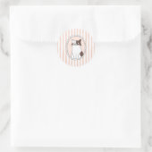 Oranje Strepen Kat Ronde Sticker (Tas)
