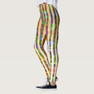 Oranje strepen, kleurrijke kraslijnen leggings