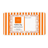 Oranje Strepen & Krullerige Rand & Logo Etiket (Voorkant)